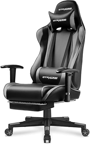 Miniatura 1 de GTRACING Silla de juegos con reposapiés, silla ergonómica de escritorio para juegos de computadora, silla reclinable, ajuste de altura del asiento,