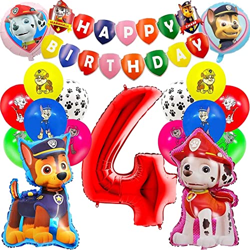 Anniversaire Pat Patrouille 4 Ans BALLON DECORATIF,Blue Dog HP-31pcs--Ballons Pat'patrouille Pour Enfants Déco Anniversaire Pat Patrouille