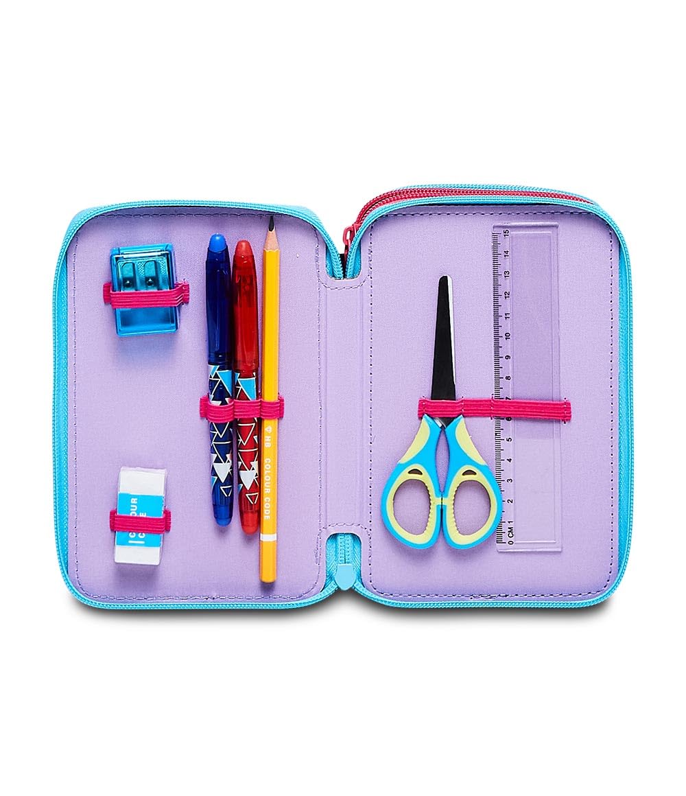 Astuccio Scuola Elementare 3 Scomparti - LILO & STITCH MY ALIEN PAL - DISNEY, Blu - Contenuto 43 pz - Completo di Matite, Pennarelli etc.- Portapenne Scuola Bambina Elementari