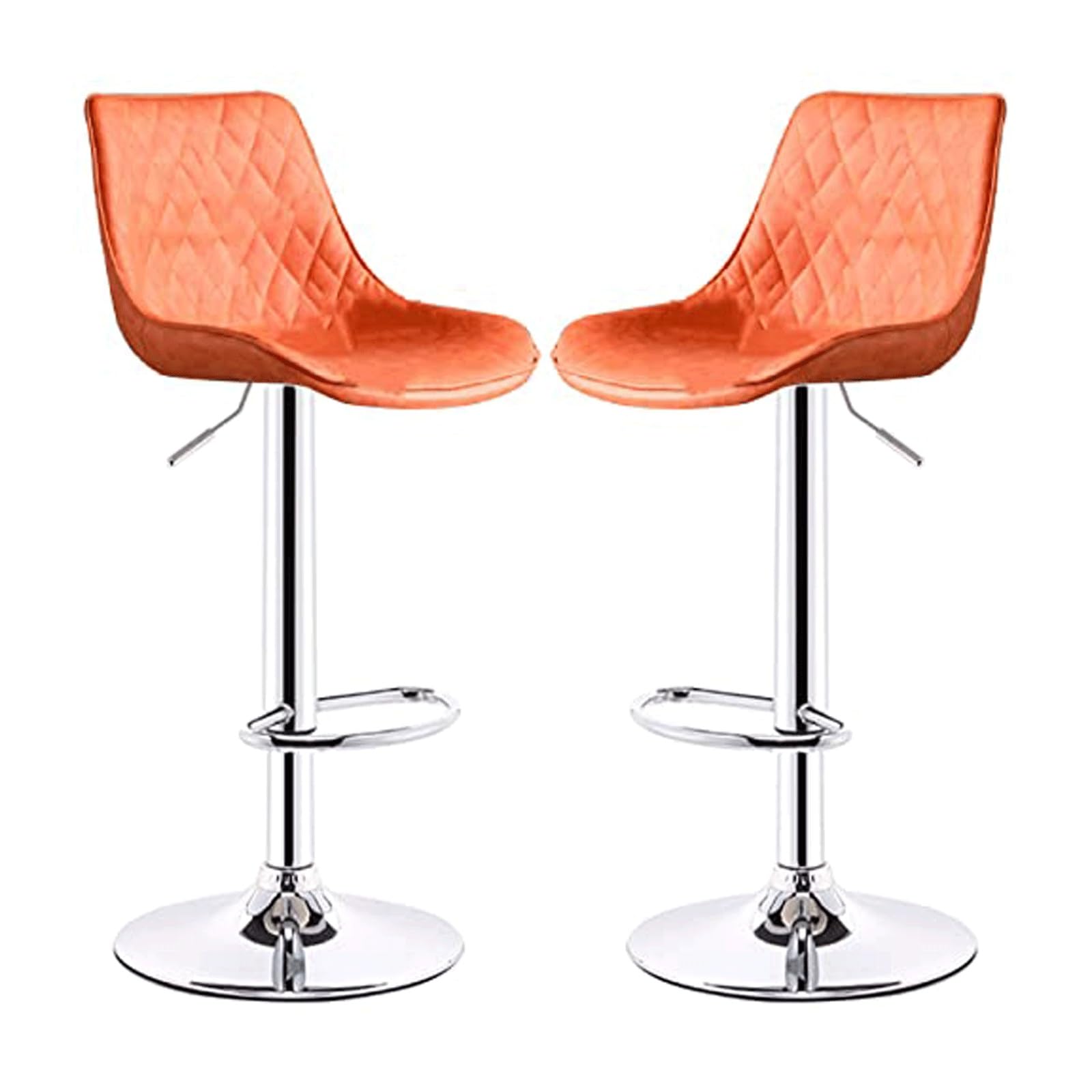 HNYJVZEVG Set of 2 Bar Stools, PU seat cushion Swivel Bar Chairs with Footrest, Height Adjustable Counter High stools Kitchen Island Chairs(Orange)