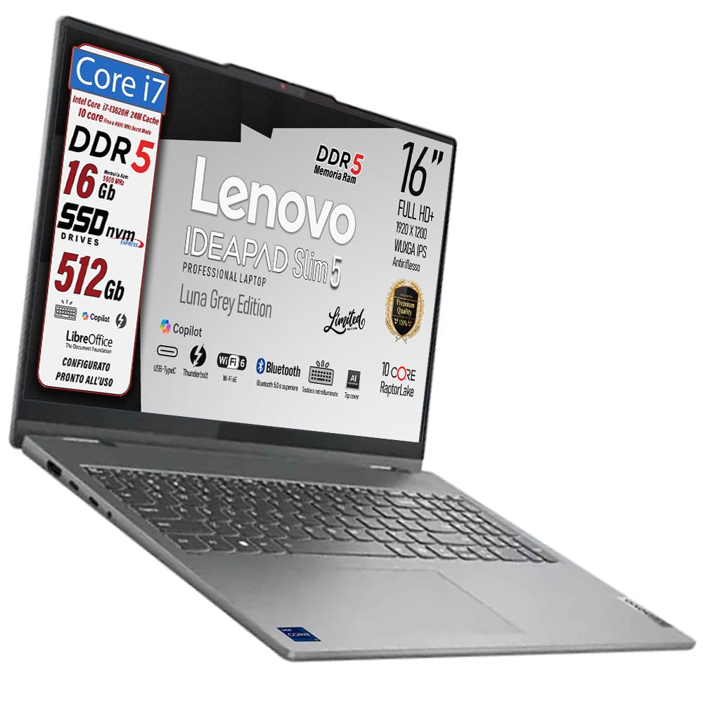 lenovo ideapad 5 slim i7 13620h notebook con display wuxga 16
