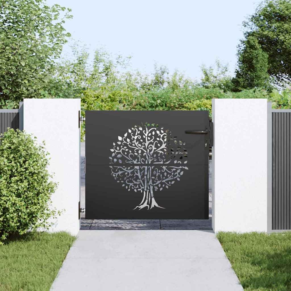 Portail de Jardin en Acier Peint par Poudre, Portillon en Métal avec Poignée pour Terrasse Extérieur (100 x 100 cm)