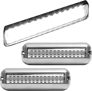 Greluma 2 piezas 42 LED DC 10-30V Pontones marinos Luz de popa de barco subacuático, Luces de pesca de popa de cubierta de barco de acero inoxidable IP68 a prueba de agua - Blanco