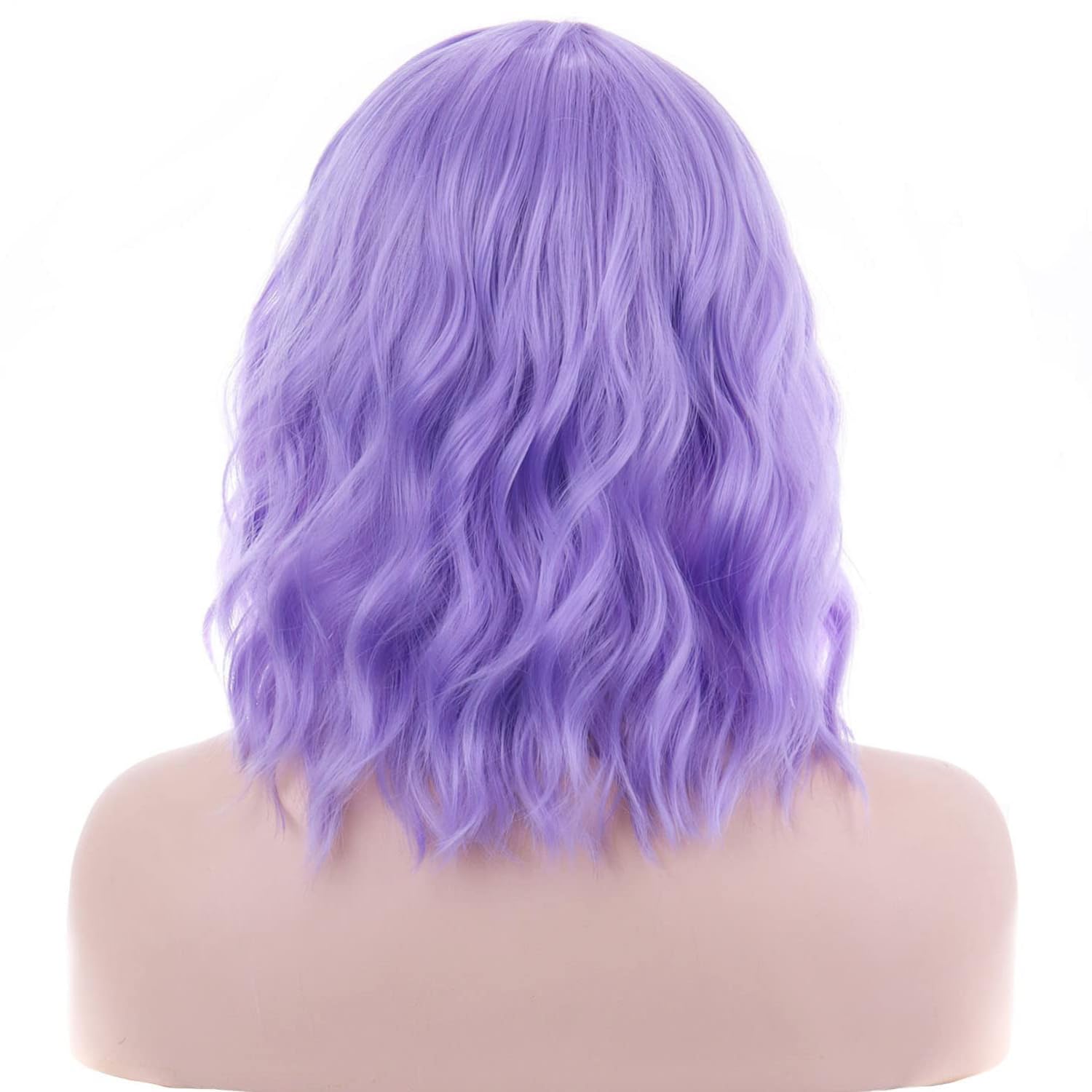 PORSMEER Short Purple Wavy Bob Wig with Fringe Natural Looking Synthetic Hair Wigs for Women Girls Costume Halloween Party Or Daily Wear 12inch - Image 2