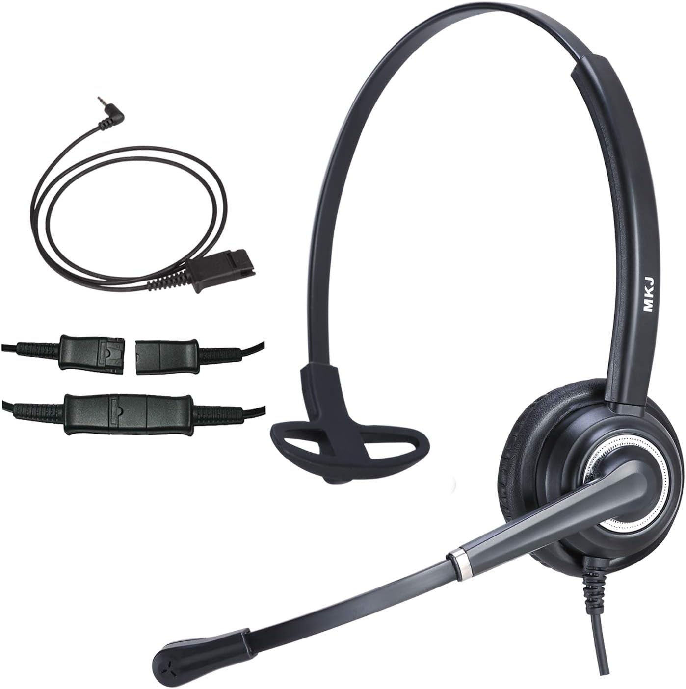 Corded 2.5mm Telehone Headset with Microphone Noise Cancelling Call Center Desk