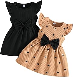 Baby Girl Dress Butterfly Print Bowknot Ruffle Sleeveless Summer Dress Cute Polka Dot For Girls