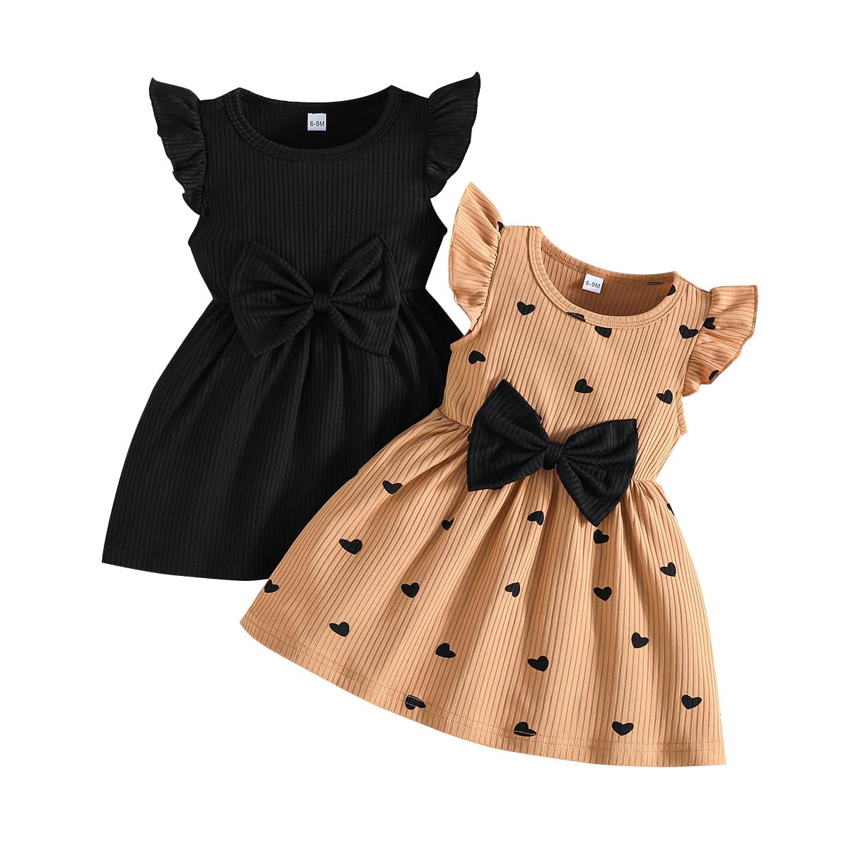 Baby Girl Dress Butterfly Print Bowknot Ruffle Sleeveless Summer Dress Cute Polka Dot For Girls