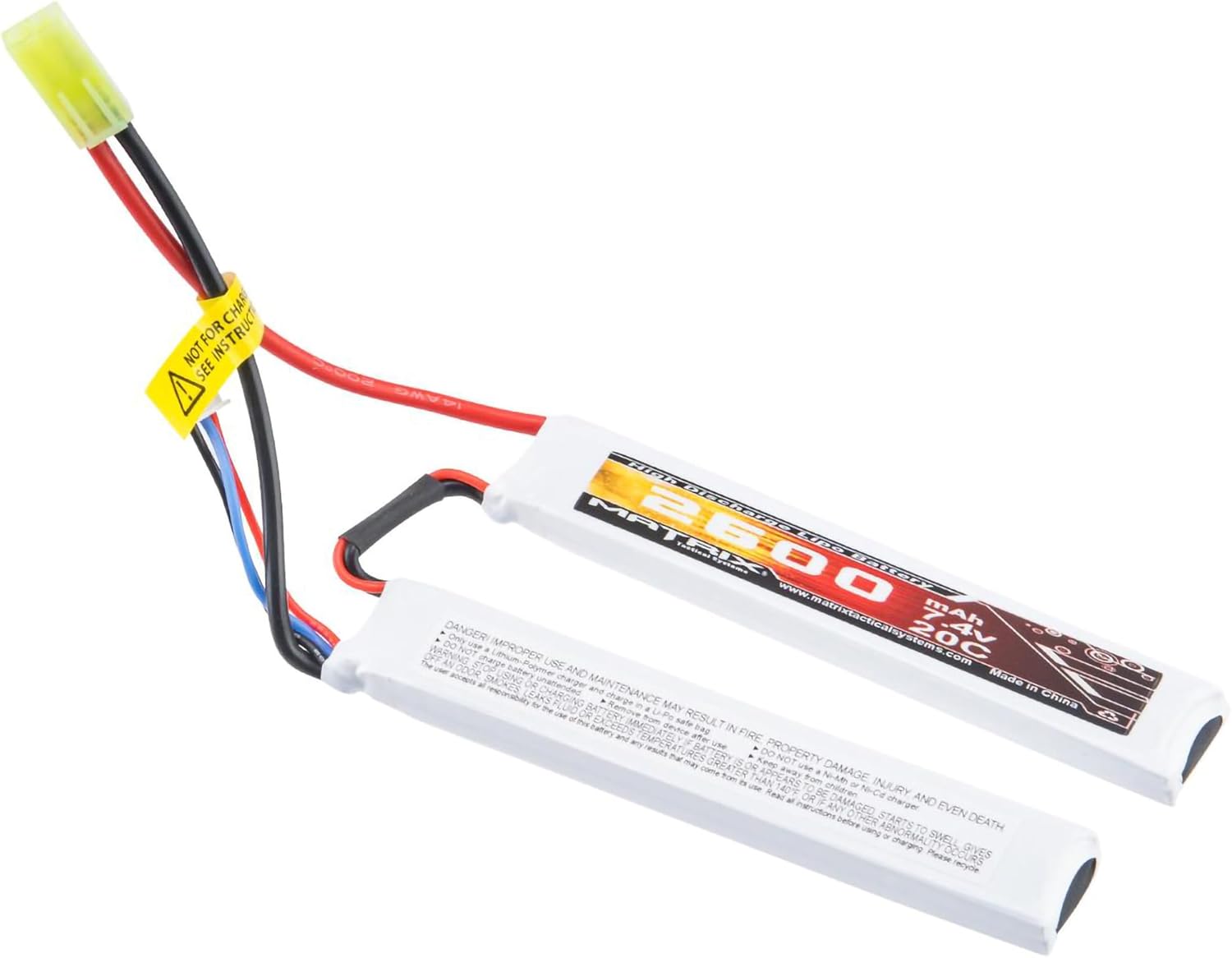 Evike Airsoft - Matrix High Performance 7.4V Butterfly Type Airsoft LiPo Battery (Configuration: 2600mAh / 20C / Small Tam)