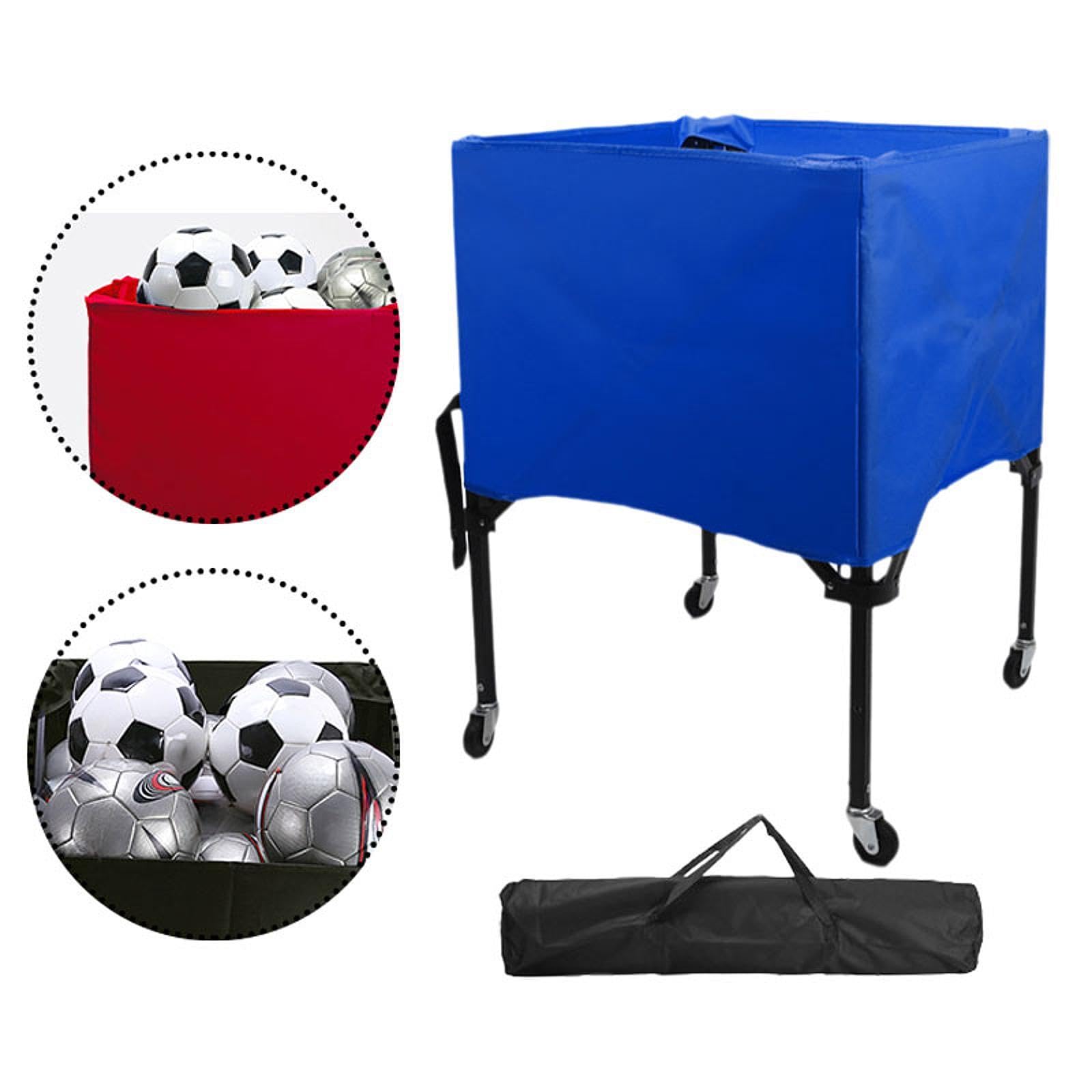 F Fityle Carrello per palloni Sportivi con rotelle con Borsa portaoggetti Comodo Contenitore per palloni Carrello da pallavolo con Ruote Pieghevole per