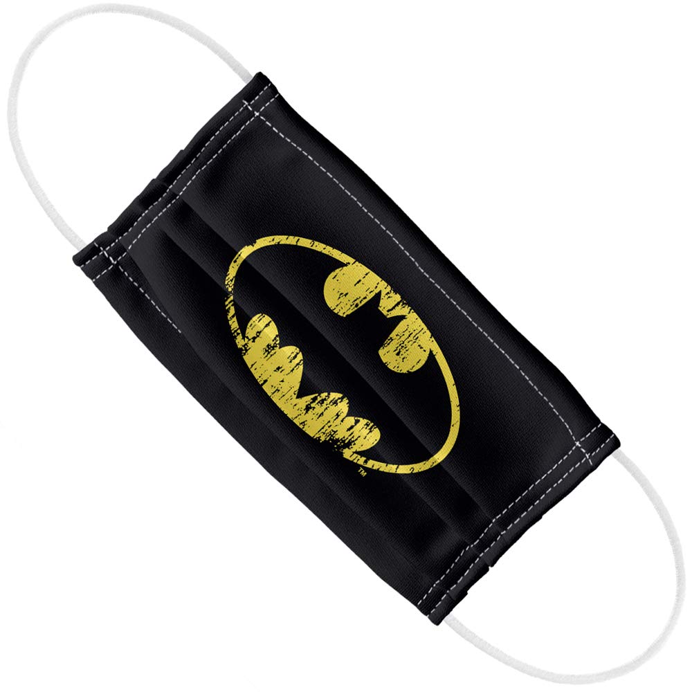 Popfunk Batman Classic Logo Distressed 1-Ply Reusable Face Mask Covering with Adjustable Nose Wire - Unisex