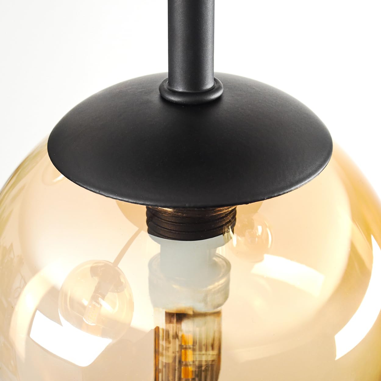 Plafonnier HOFSTEIN Chehalis, plafonnier à 5 ampoules en métal/verre noir/fumé/ambre/clair, luminaire au design vintage (abat-jour Ø 10 cm), G9, salle à manger, salon, chambre à coucher, cuisine