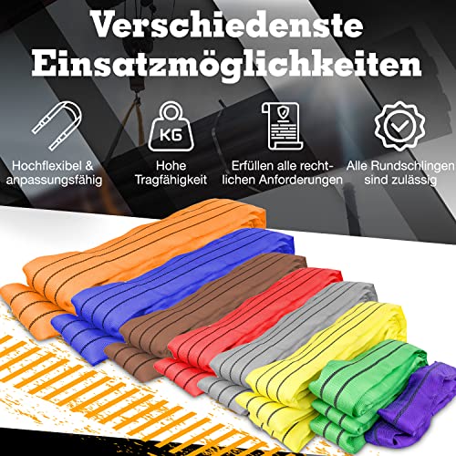 Safetytex Hebeschlinge Rundschlinge Schlupf Hebeband - Polyester, DIN EN 1492-2 Norm - Tragkraft bis zu 2000 kg - Verschiedene Längen verfügbar