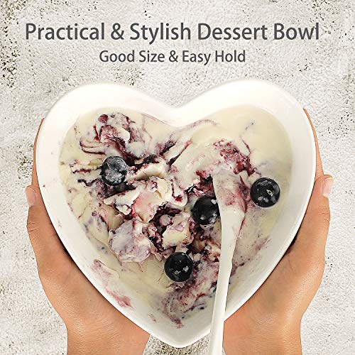 Keponbee Heart Bowls Porcelain 2Pcs White Heart-Shaped Bowl Dessert Bowls/Salad Bowl 7 Inch, 20Oz #TOP2