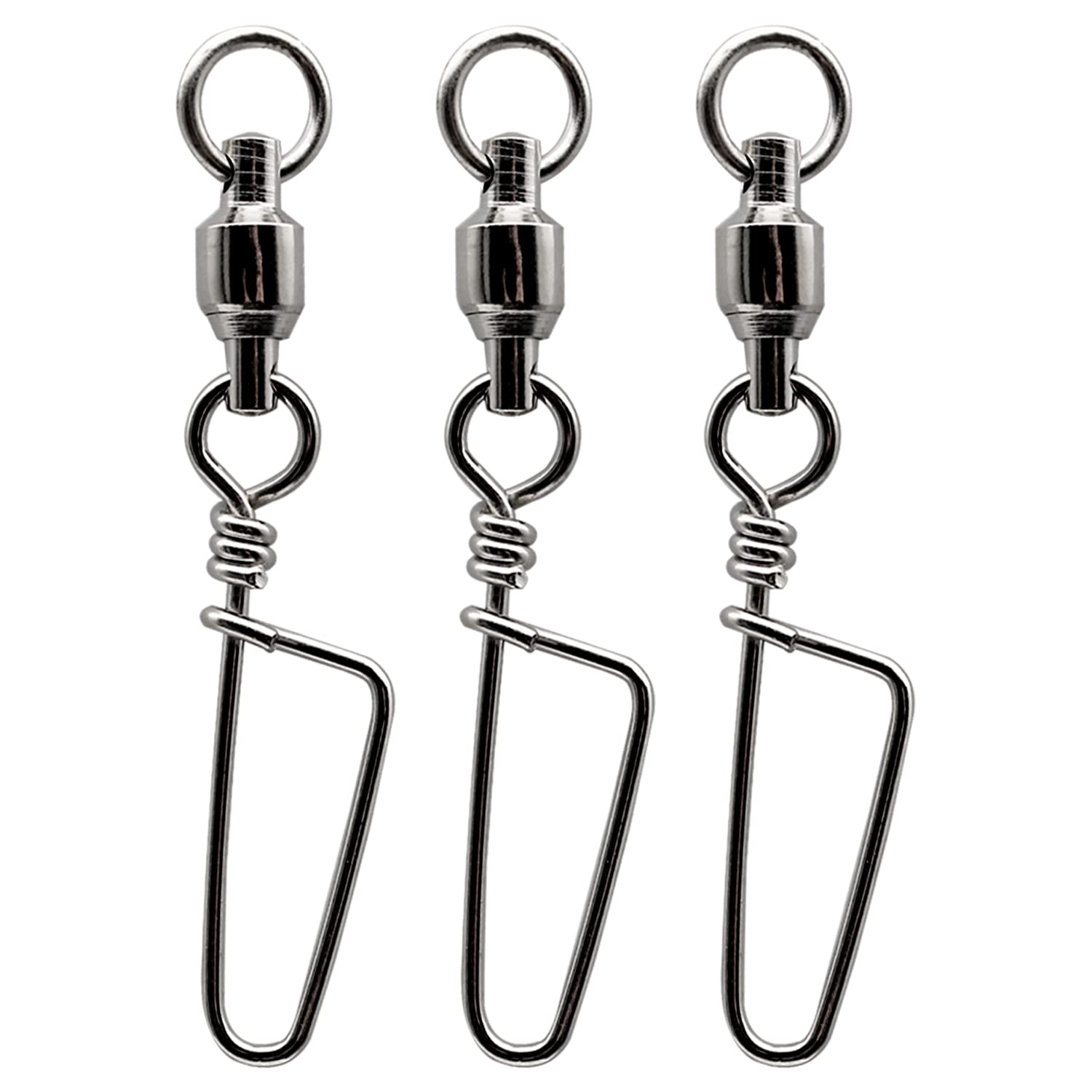 50PCS Fishing Snap Ball Bearing Swivels, 5 Size Stainless Steel Barrel Swivel with High Strength Snap Fishing Tackle for Saltwater Fishing Freshwater Fishing