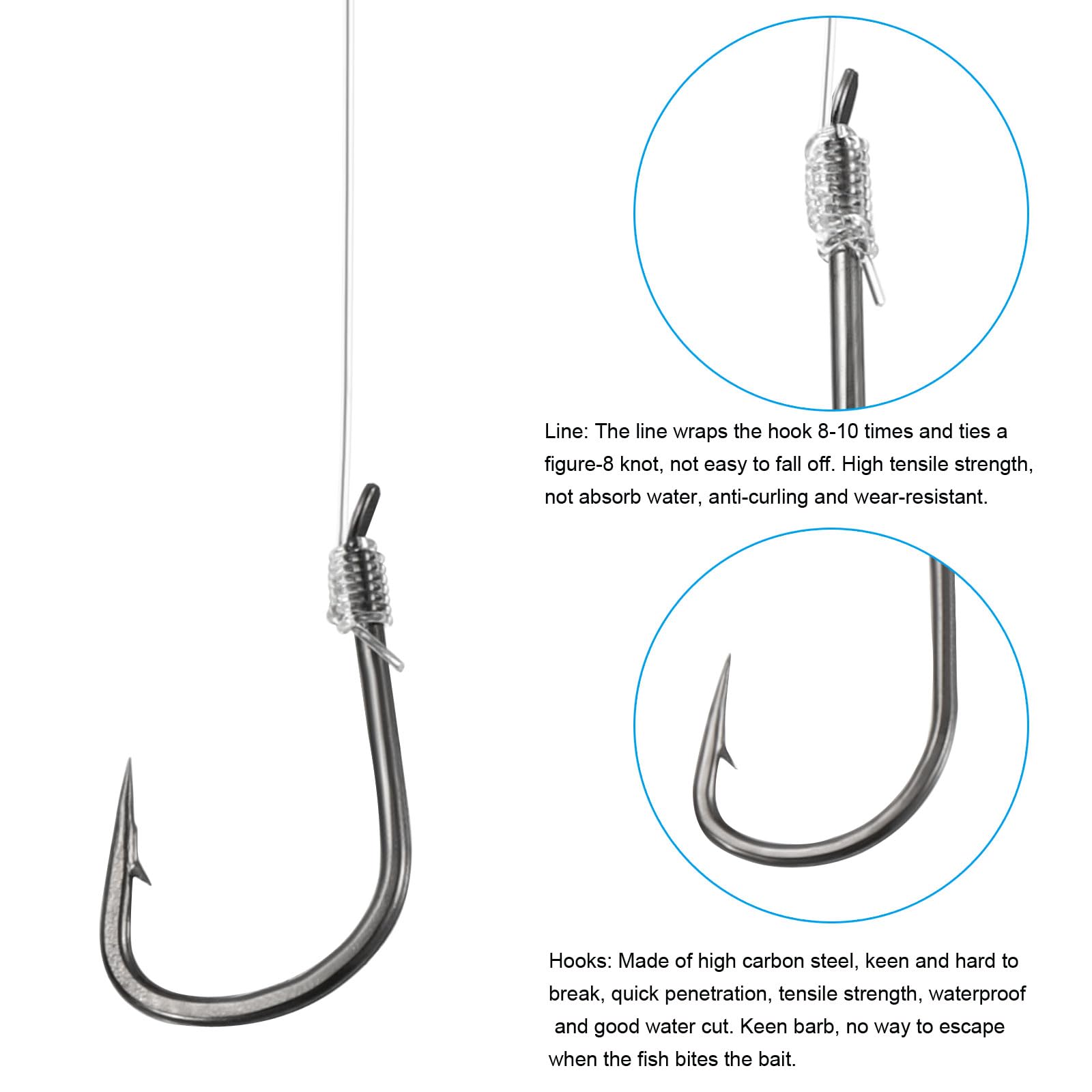 PATIKIL 9# Small Fishing Hooks with 36cm Line - Image 4