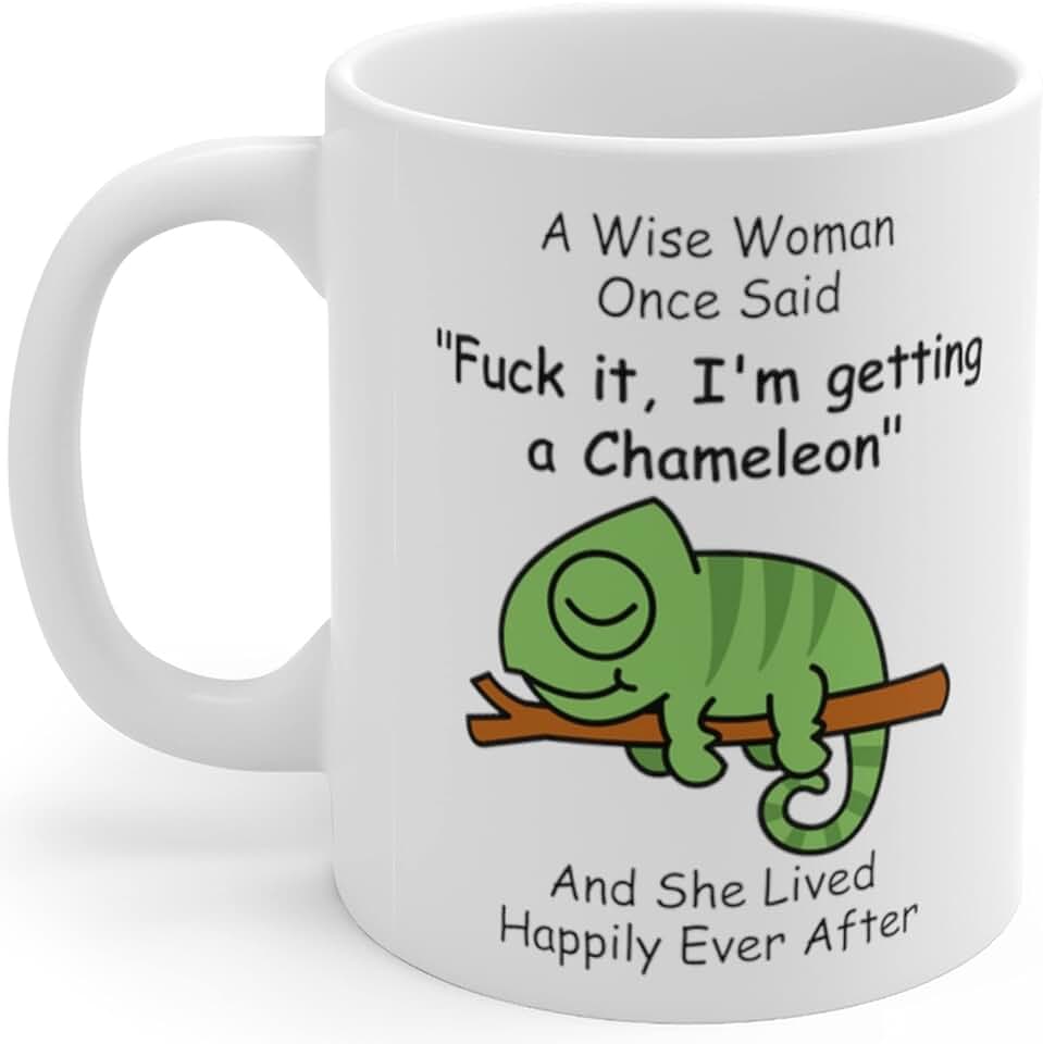 Funny Chameleon Gifts for Women Animals Lovers Pets Mom Mother's Day 2026 A Wise Woman Once Said Coffee Mug with Fun Quotes Ceramic Cup White 11oz
