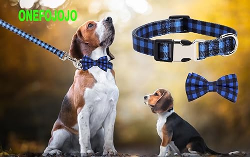 Miniatura 3 de Buffalo - Juego de collar y correa para perro a cuadros, collar de mascota con lazo, collar ajustable para perros machos y hembras, collar de perro