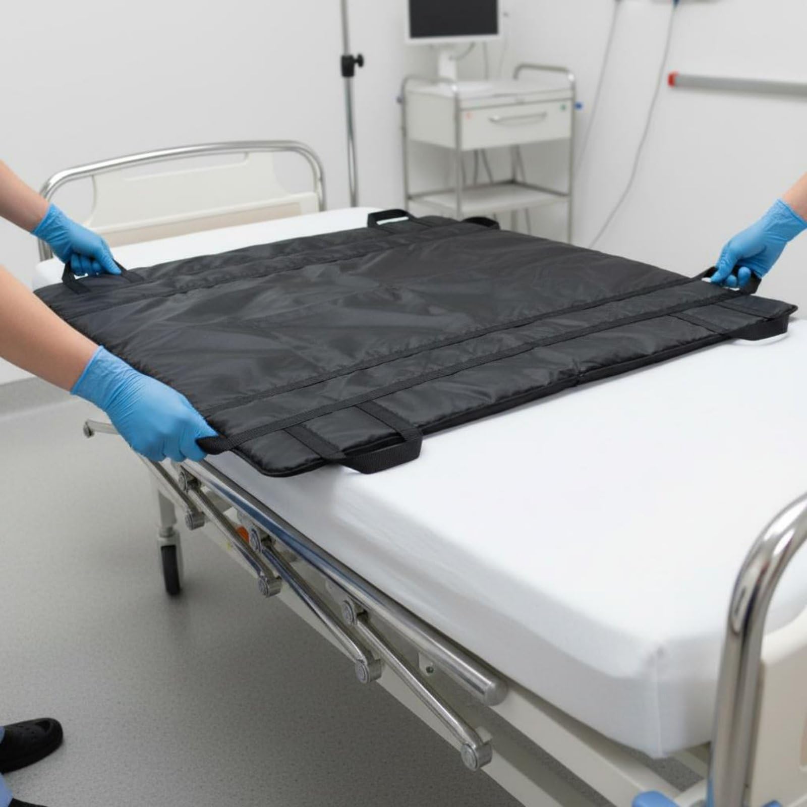 Cinturón de Transferencia para Ancianos Banda de Traslado Arnés de Reposicionamiento Sábana de Ayuda Material Oxford 600D con Superficie Amplia y, Negro