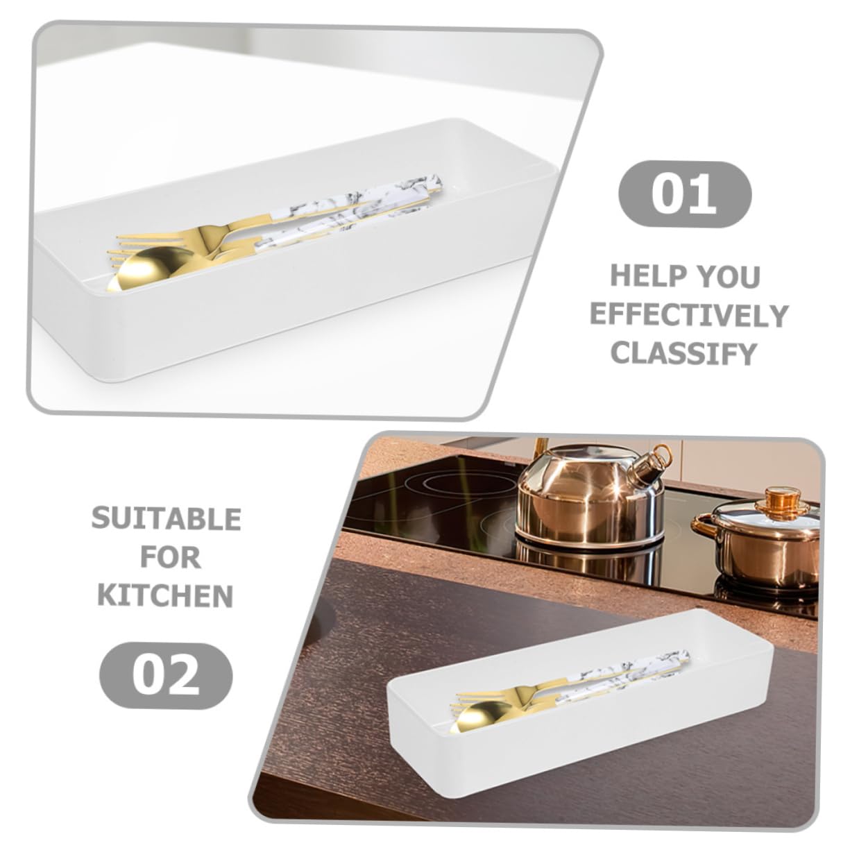 jojofuny 3stücke Schubladenorganizer für Besteck Besteckkasten aus Pet-material Platzsparendes Küchenorganizer Sortieren von Essstäbchen Löffeln und Messern Elegante