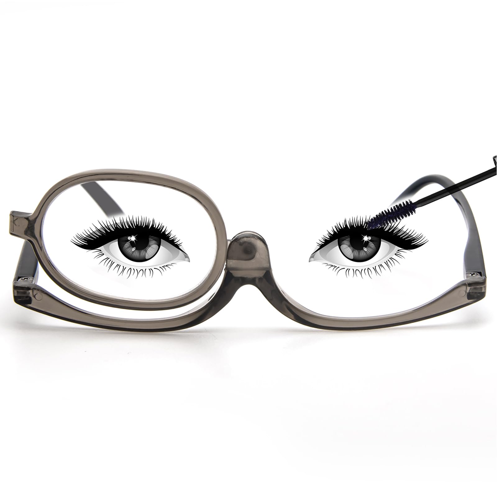 MMOWW Maquillaje Gafas de Lectura para Mujer, Flip Rotación Anteojos De Aumento, Gafas de Lectura Portatiles Lectura Plegable Gafas (Gris, 2.0)