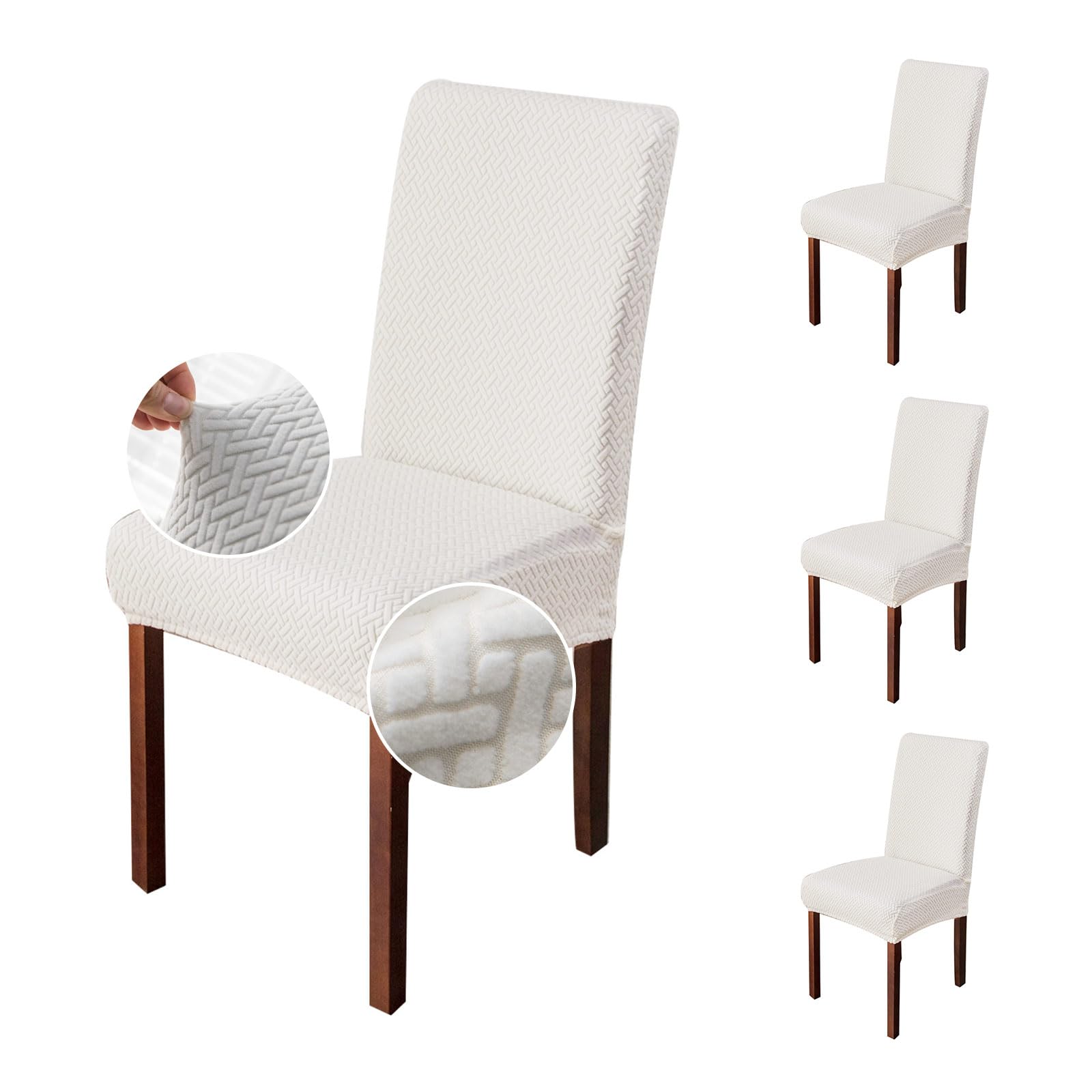 Photo 1 of Genina Chair Covers for Dining Room Set of 4 Dining Chair Cover Stretch Kitchen Parsons Chair Covers,White