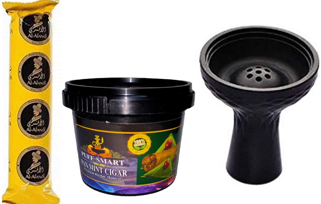 PUFF SMART Premium Herbal Flavor PMC 100G And Silicone Chillum With1 Al-Afandi Quick Light Charcoal Combo (100% Nicotine And Tobacco Free)