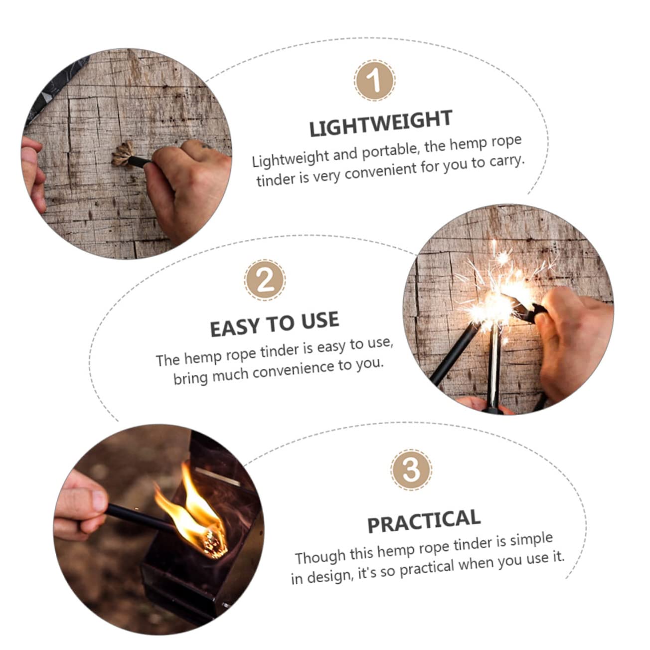 SUPVOX 5pcs Wax Flame Starter Rope Wind-Resistant Jute Fire Starter for Camping Hiking BBQ Outdoor Adventures Essential Ignition Supplies for Emergency Preparedness