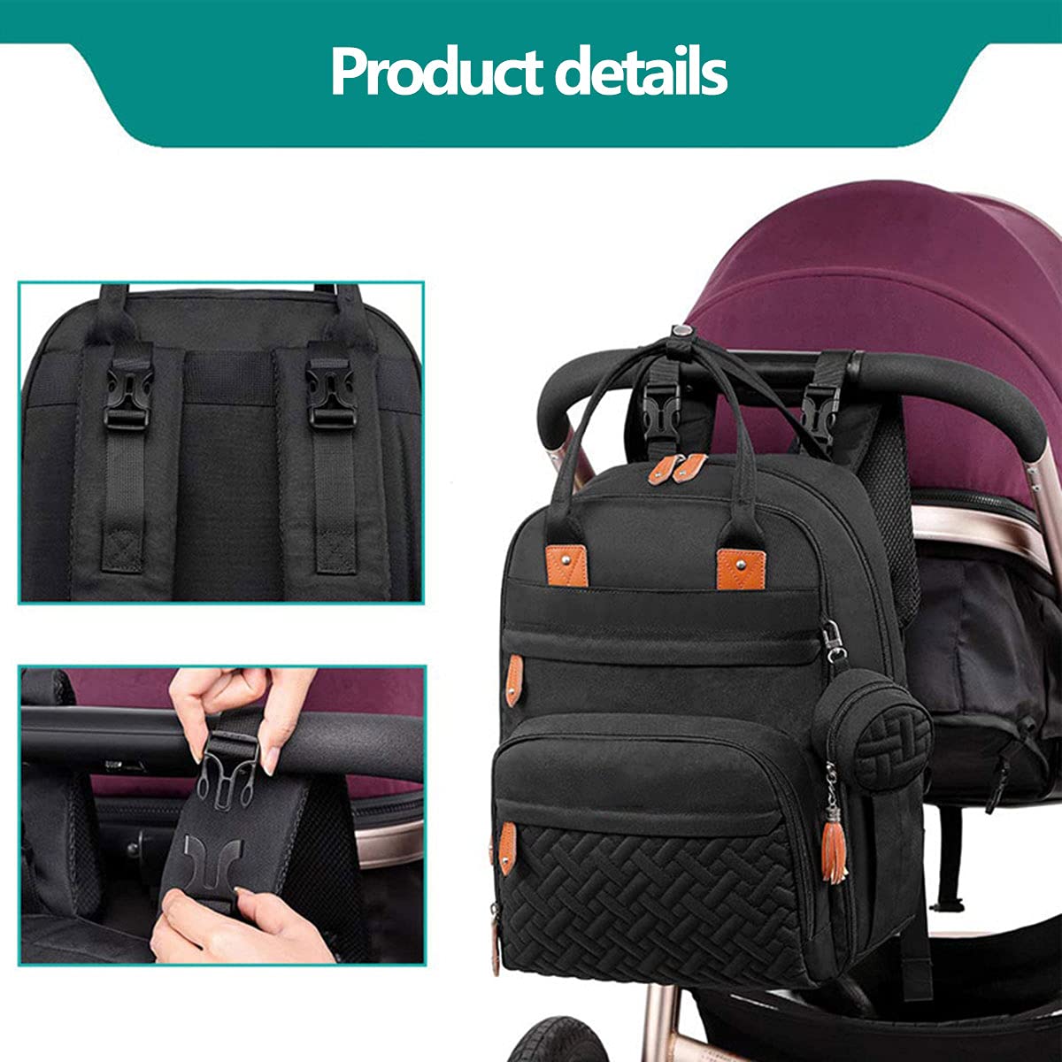 Borsa per Pannolini Portatile, Moda Grande capacità Borsa Fasciatoio Multifunzione Impermeabile Zaino Fasciatoio Bambino Zaino da Viaggio con Pannolino Tappetino