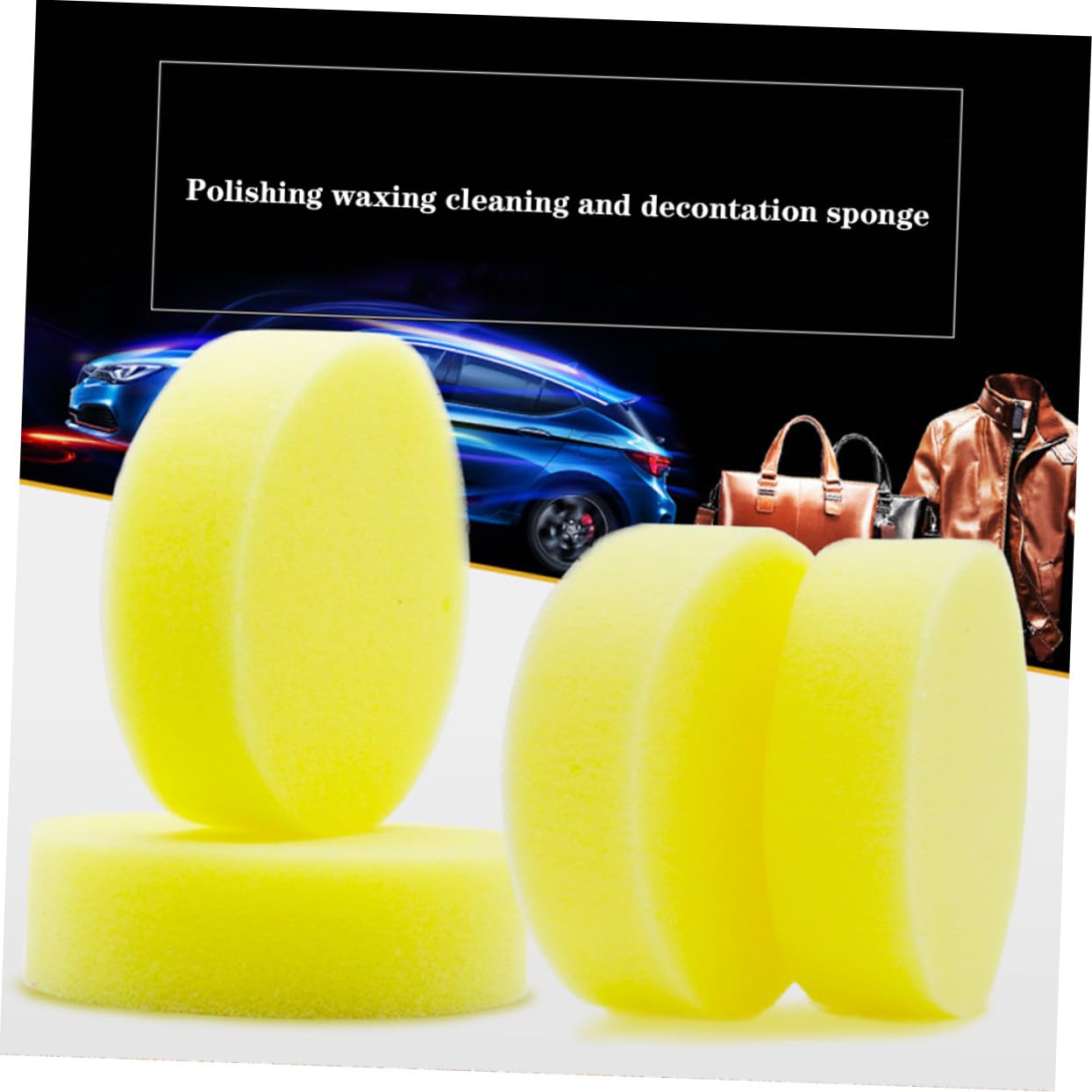 VALICLUD Lot de 4 Éponges de Nettoyage Jaune en Éponge pour Voiture et Chaussures Cirer Efficaces pour Éliminer les Taches
