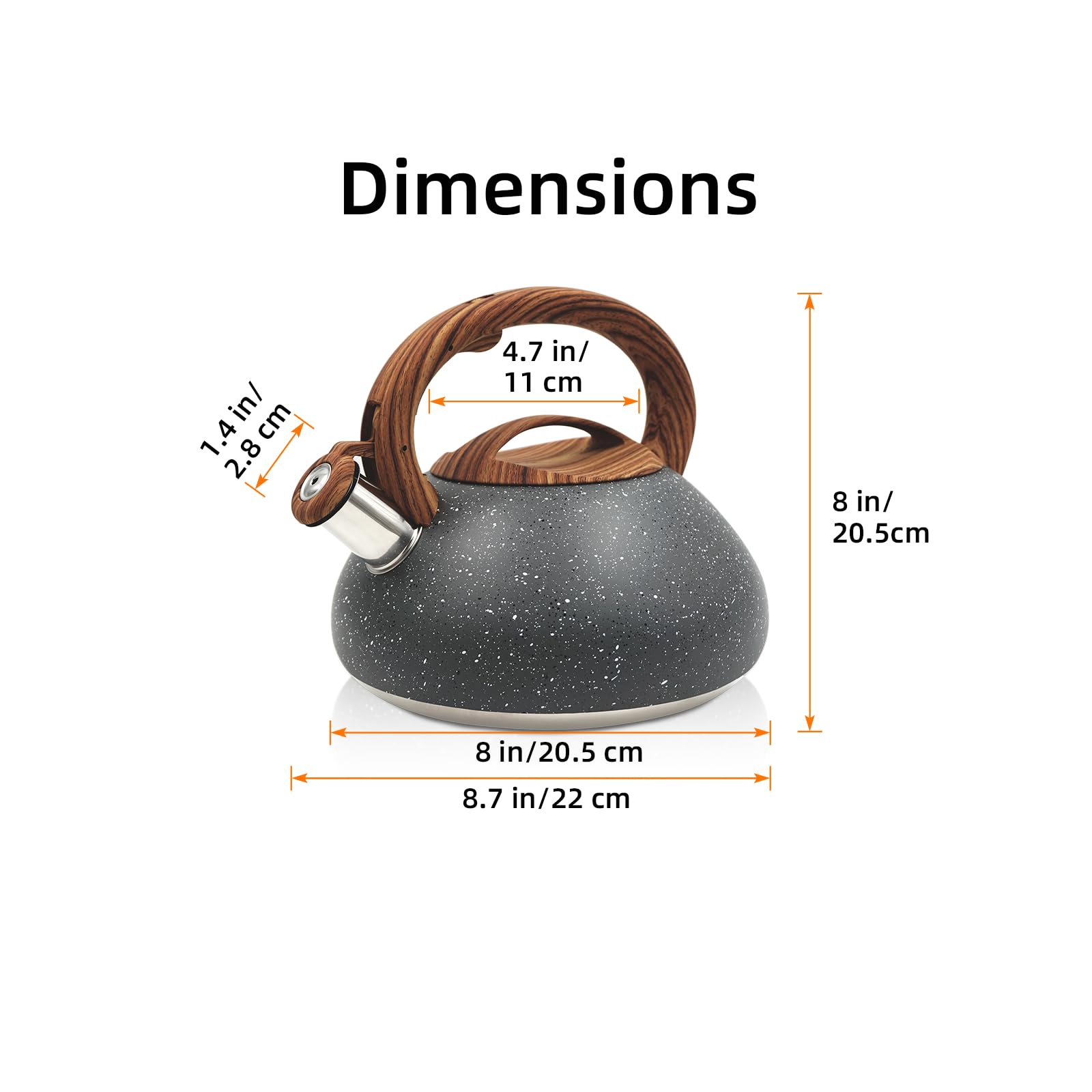 Tea Kettle for Stovetop, Whistling Stove Top Tea Kettles w/Wood Grain