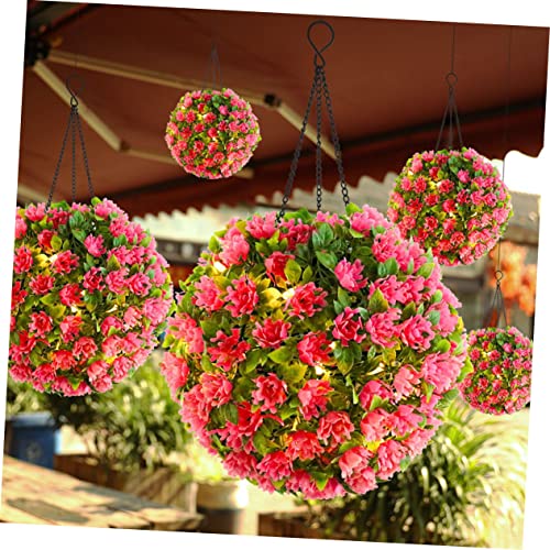 Housoutil Flower Grass Ball Chandelier Solar Hanging Plants Lamp Romantic Decoration Tree Decoration Party Decoration Boxwood Lantern Flowers and Plants Decorative Ball Ceiling Plastic