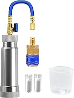 Vista 1 de Kit de inyector de tinte de aceite CA para sistema refrigerante R134a con conector SAE de 1/4 pulgadas y acoplador rápido a presión, 2 comprobadores