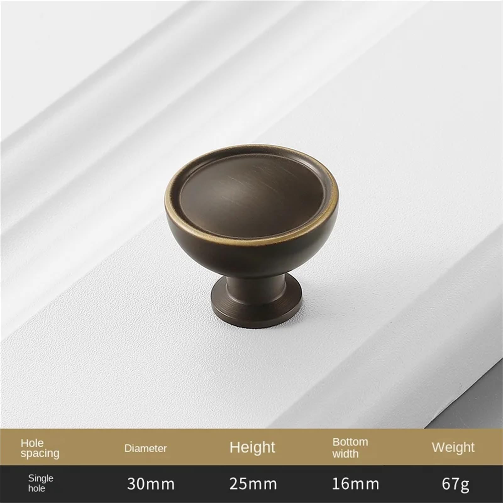 DFLPBHAV Solid Furniture Cabinet Door Retro Handle Modern Cabinet Single-Hole Handle 1Pcs(Bronze)