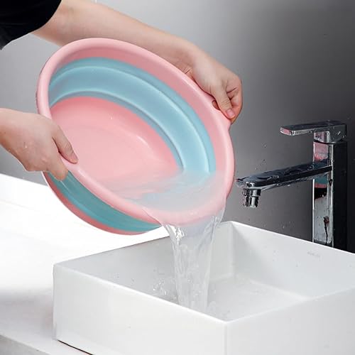 Miniatura 6 de Tainrunse Tina de lavado portátil de plástico plegable lavabo de cocina platos de cocina lavabo para acampar suministros de viaje, rosa, S