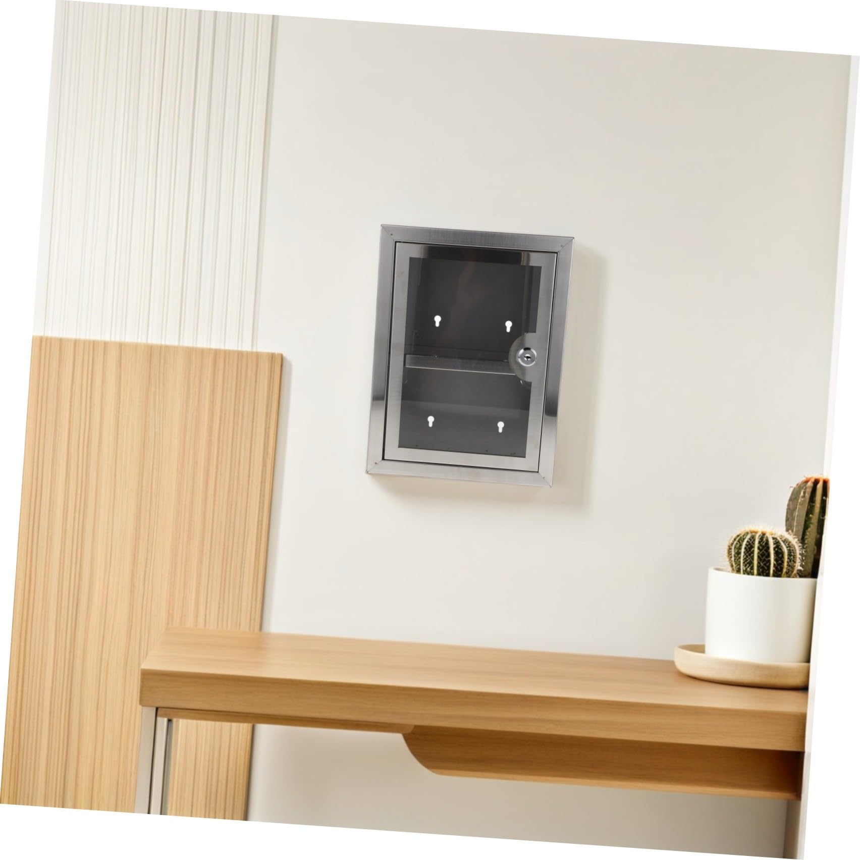 GALPADA Scatola di Sicurezza a Muro in Metallo con Serratura, Piccolo Contenitore Portaoggetti Doppio Livello 28x21x11 Cm, Armadietto Organizzatore per Medicinali e Oggetti Personali