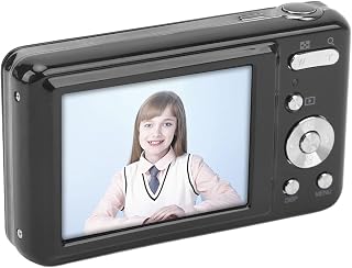 Câmera digital portátil, temporizador de metal, disparo único, disparo contínuo, zoom óptico de 8x, câmera digital de 48 MP para idosos(Preto)
