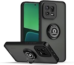 XINYEXIN Case for Xiaomi 13 5G with Ring Stnad Shockproof Mobile Phone Case Anti-Scratch Translucent PC Back + Soft TPU Bumper Case Cover - Black