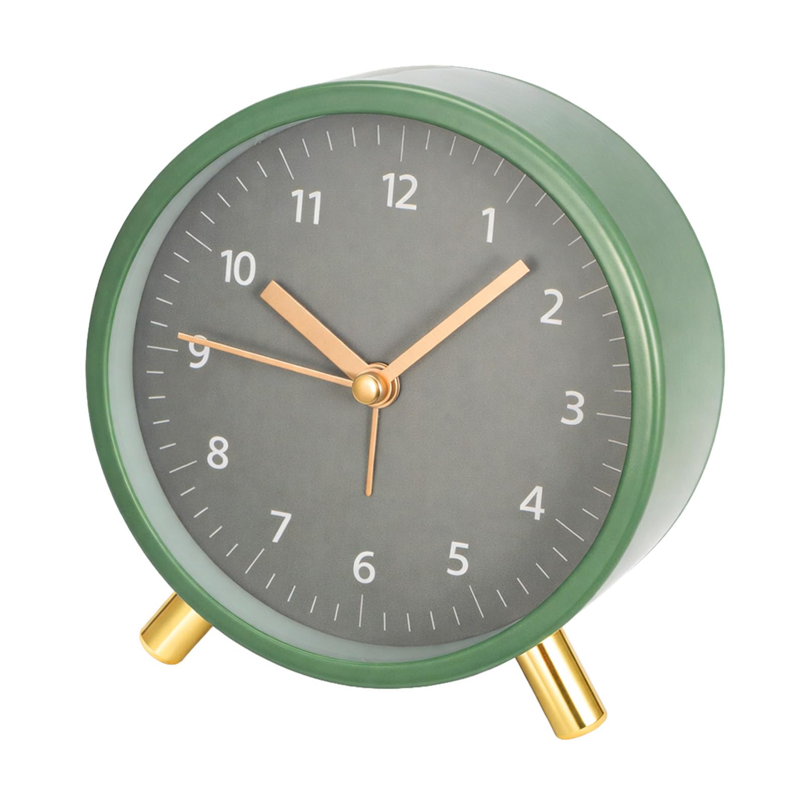M.J COMFY-LIFE Analog Morden Alarm Clock Silent Non Ticking for Bedroom Battery Operated Small Metal Desk Clock with Night Light Easy to Read Dial Minimalist Decor for Home Office Study Bedroom, Green