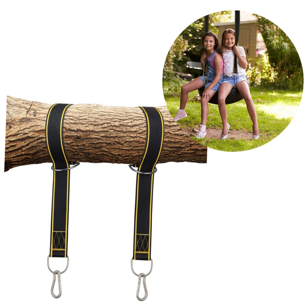 CIYODO Sturdy Tree Hanging Straps 2pcs 150cm Nylon Carabiner Hooks for Hammock Swing