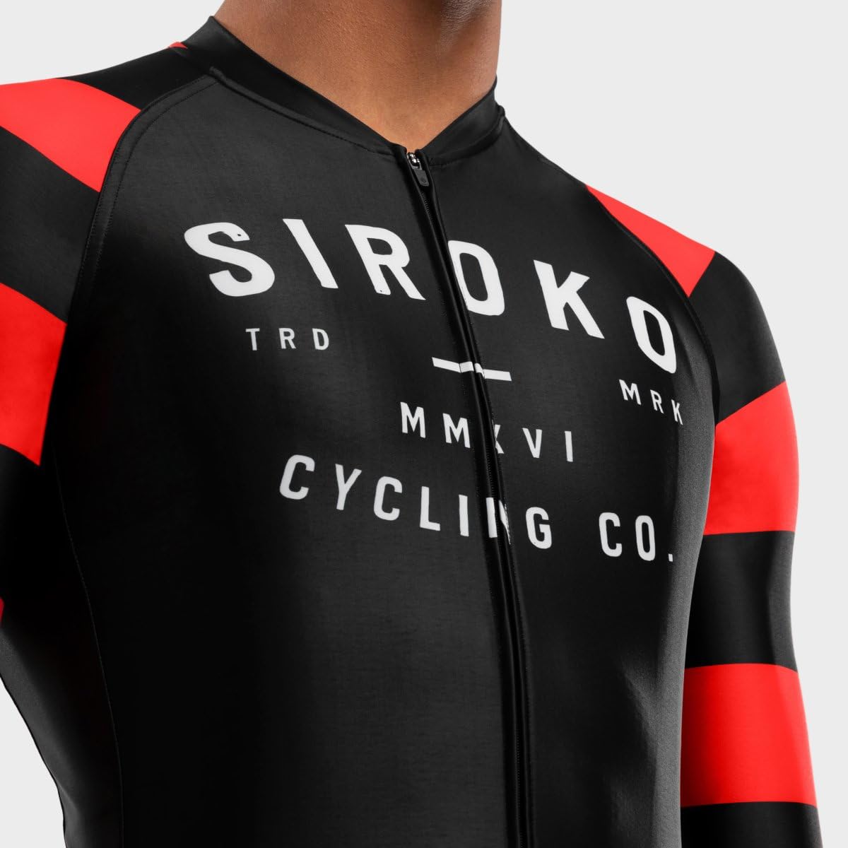 SIROKO - Maillot Manga Larga para Ciclismo M2 Rider - XS - Negro/Rojo