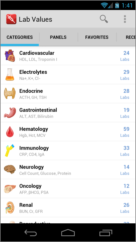 Pocket Lab Values - App on Amazon Appstore