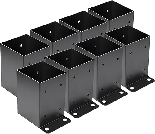Miniatura 10 de Base de poste de 4 x 4, 2 piezas, tamaño interior de 3.6 x 3.6 pulgadas, soportes de poste de metal resistente con recubrimiento en polvo negro