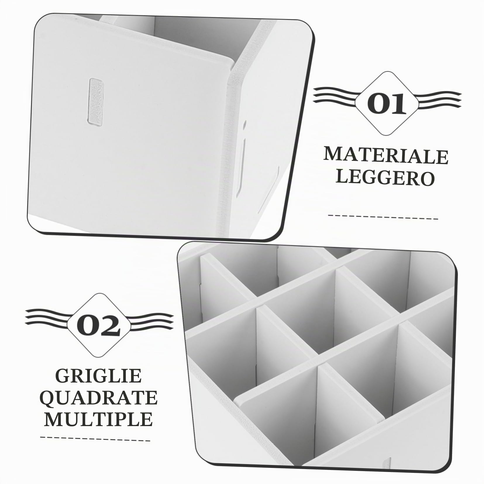Uonlytech Organizer Storage in Legno Bianco Multi-slot per Pigmenti, Scatola da Tavolo per Vernici per Casa e Scuola, Supporto Compatto per Amanti della Pittura