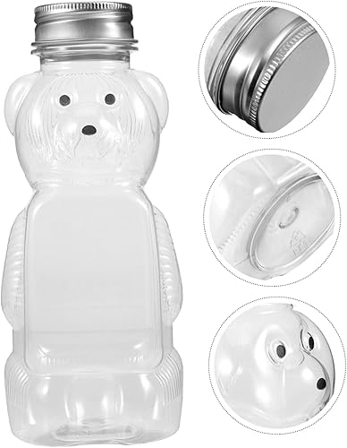 Miniatura 7 de Housoutil 10 piezas de té de leche envase de plástico para botellas con tapa, recipientes para jugo, contenedor de bebidas, botella de jugo de oso,