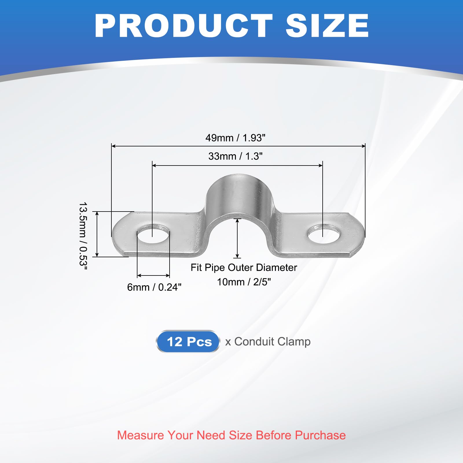 PATIKIL 10mm Rigid Pipe Strap - Image 2
