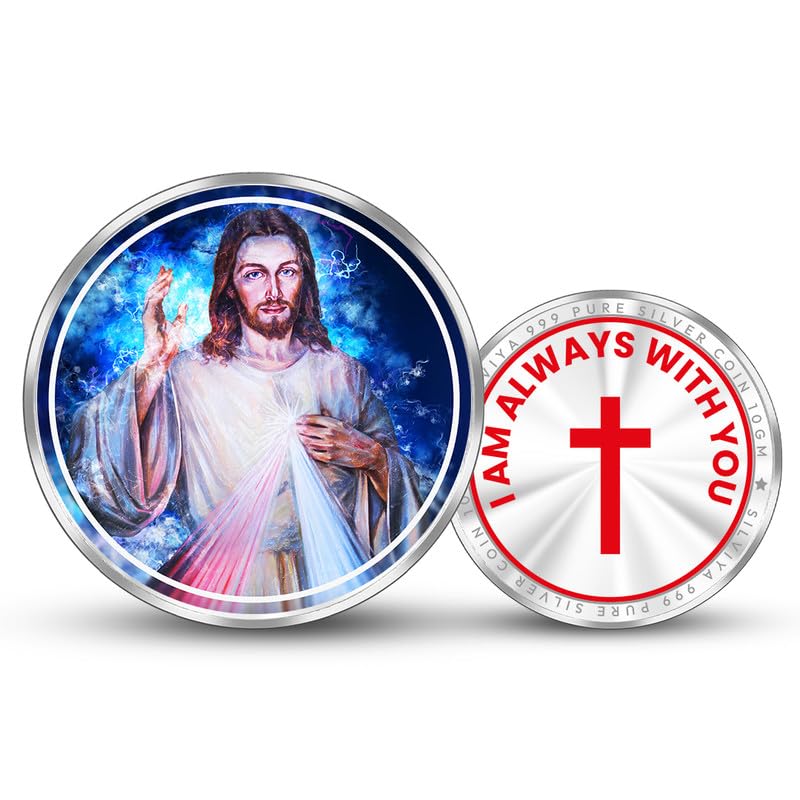 Silviya BIS Hallmarked Jesus 999 Pure Silver Coin (10 Gram) Round Shape: Christian Gift - Christmas Celebration - Church Offering - Religious Commemorative Coin (B0D677Q7TS) Amazon Price History, Amazon Price Tracker