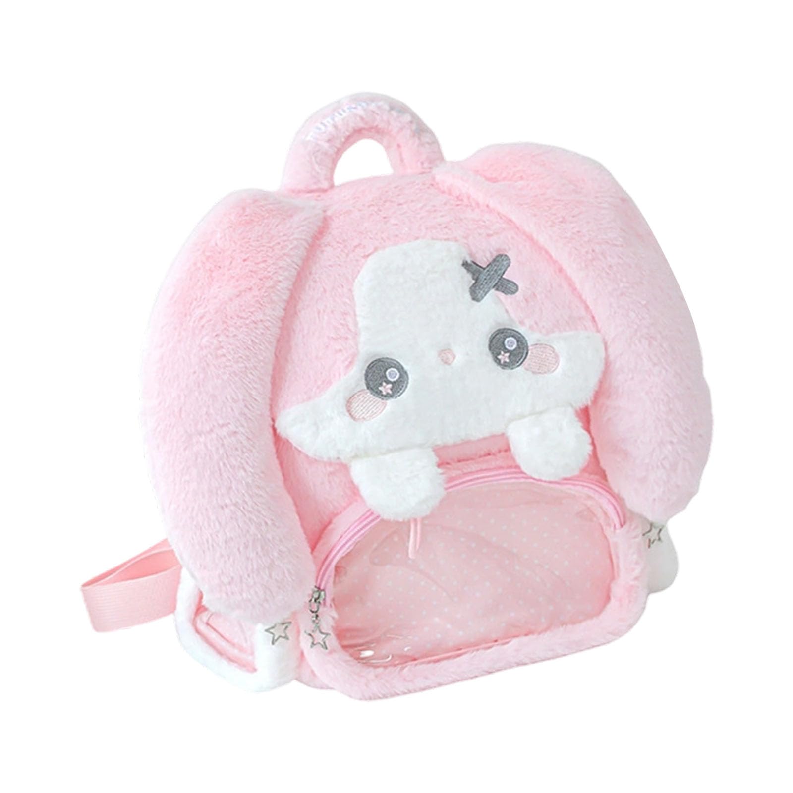 Uqezagpa Adorable Plush PVC Drawstring Closure Backpack Featuring Three Sided Storage Compartments Ideal for Daily Commutes PVC Plush Bag