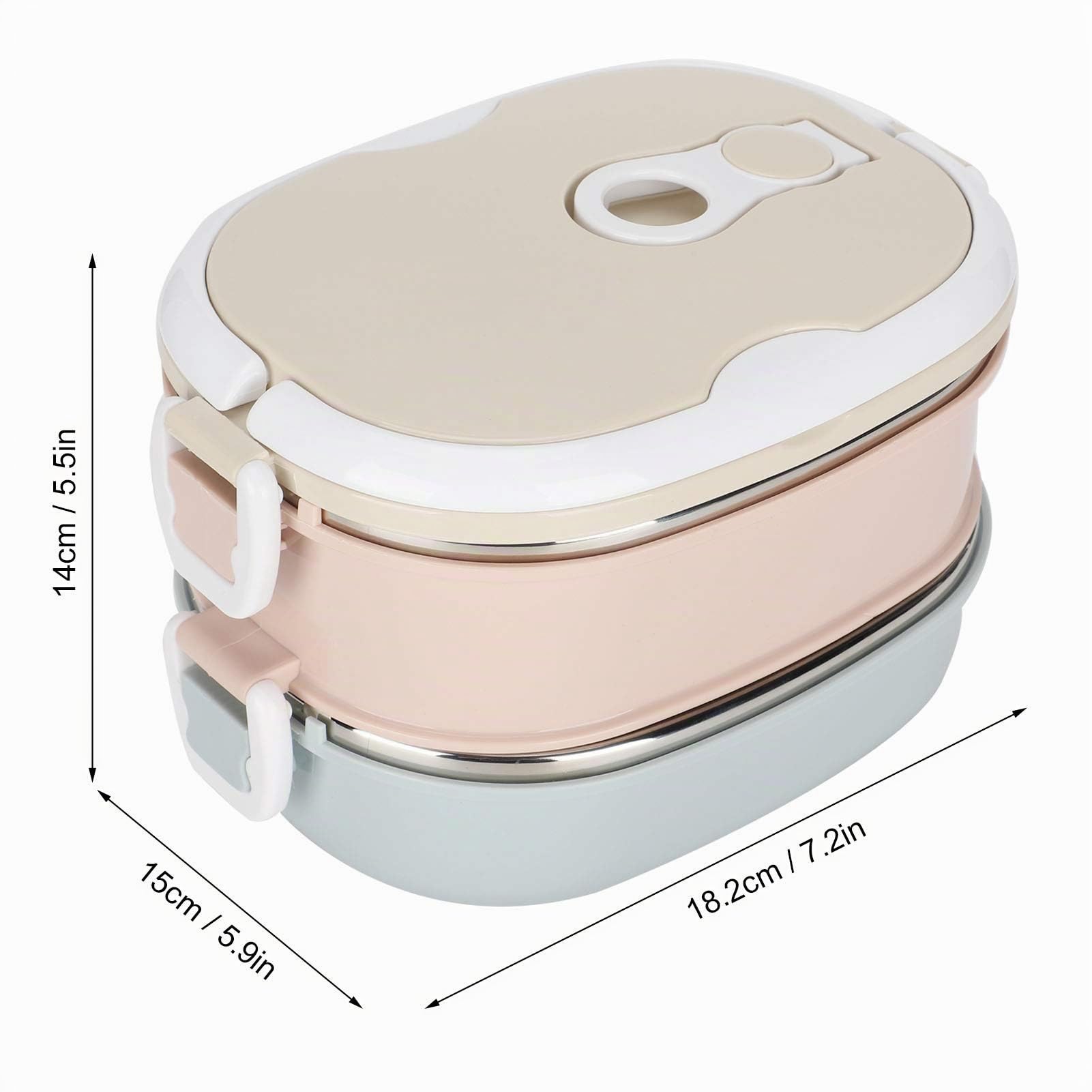 Wakects Lunch Box in Acciaio Inox, 2 Strati 1800 mL Box Ermetico, Contenitore Porta Pranzo Portatile con Maniglia per Ufficio, Pranzi a Lavoro, Scuola 18 x 15 x 14 cm