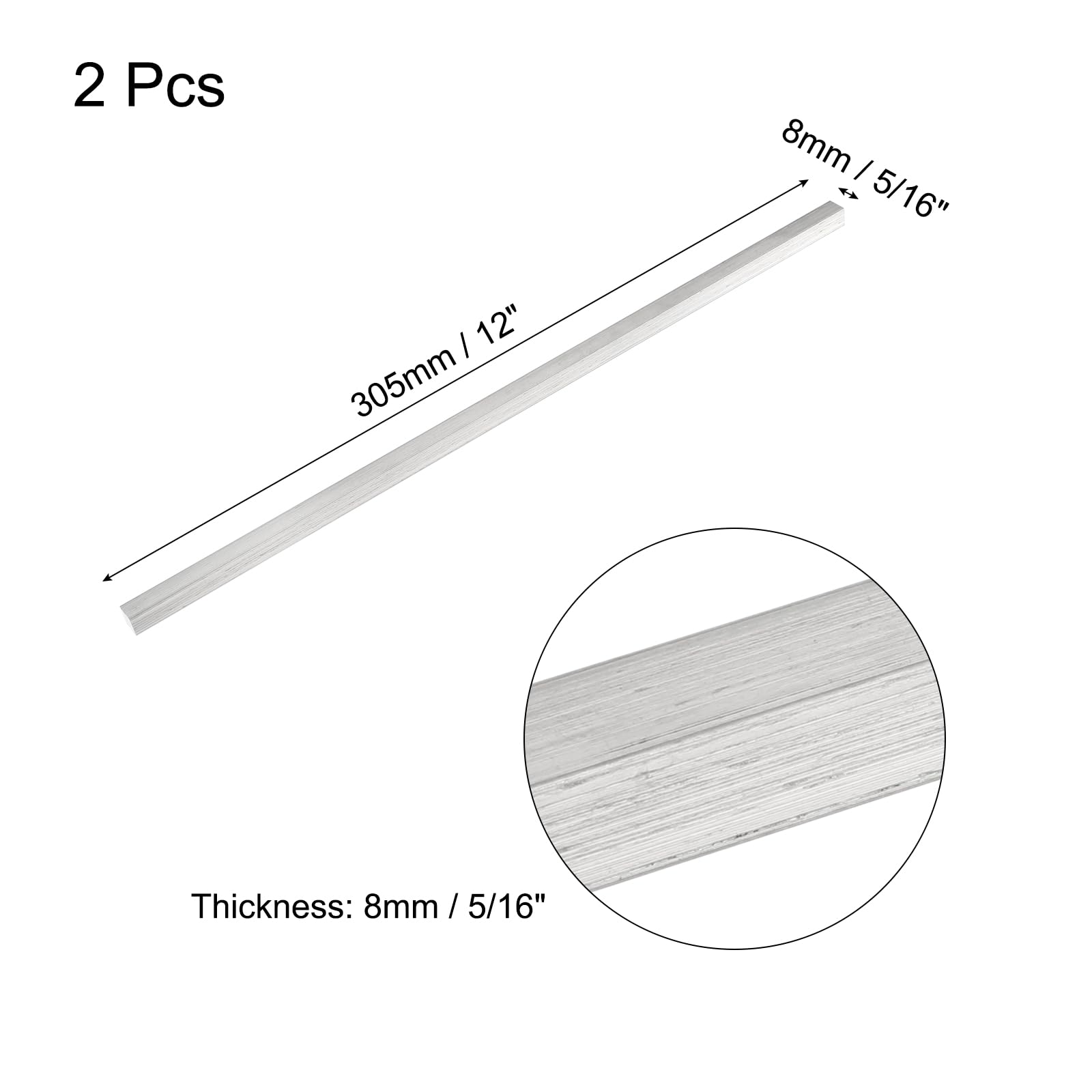 Lamiera Alluminio Spessore Lamiera Alluminio QUARKZMAN Barra Piana Alluminio Quadrata, Spessore 5/16" Larghezza 1.6" Lunghezza 10" Piastra Piana Alluminio 6061, 8 X 40 X 254mm T6511 Nuovo Stock Lamiera Solida Edifici Industriali
