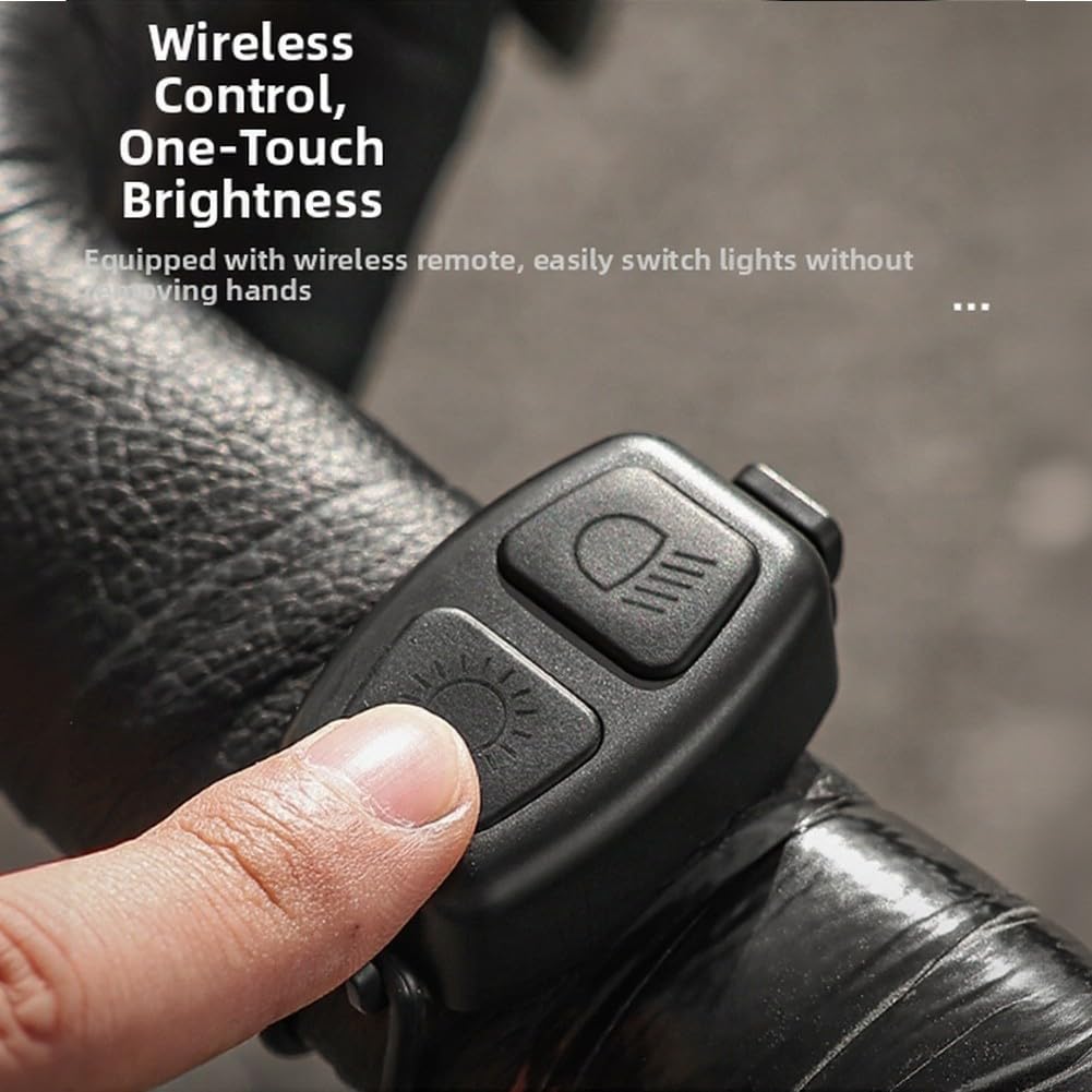 Faro delantero de ciclismo, 1000 lúmenes, recargable por USB-C, con control remoto inalámbrico, lámpara frontal de aleación de aluminio impermeable IPX6, 4 modos para conducción nocturna